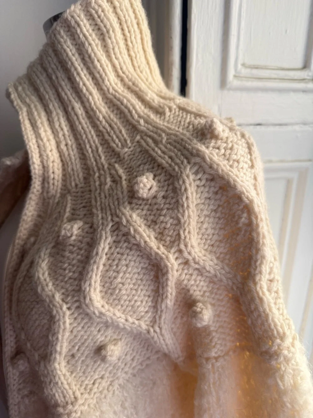 Avoca Ireland Cable Knit Wool Cardigan Cream Zip Up Fisherman Spring Layer - Picture 7 of 7